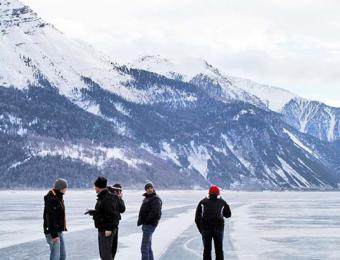 Eislaufbahn am Reschensee